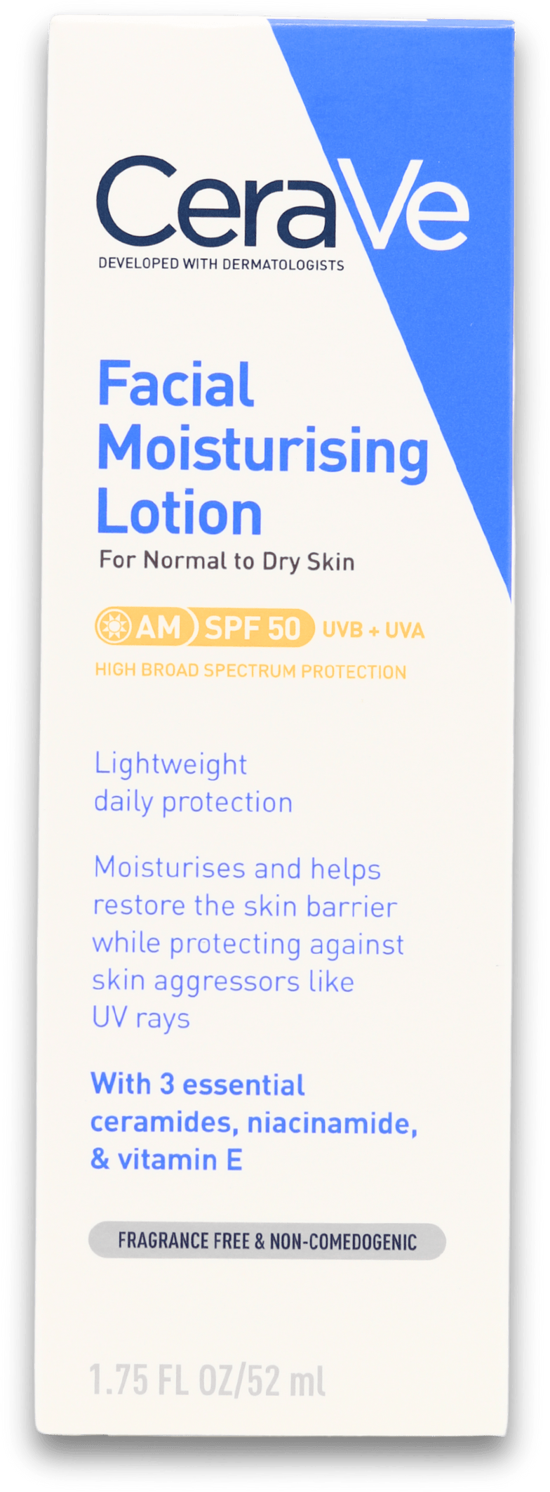 CeraVe AM Facial Moisturising Lotion SPF 50 50ml — Daily SPF 50 Moisturiser with Ceramides