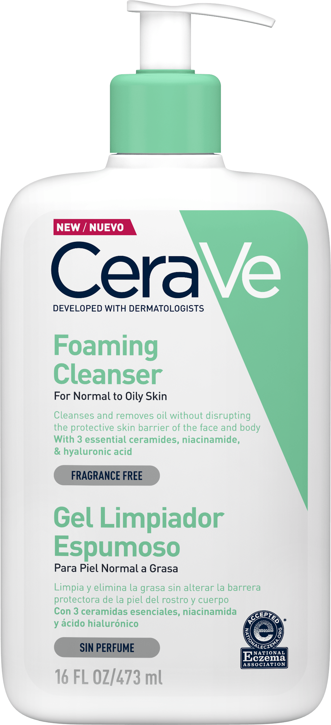 CeraVe Foaming Cleanser 562ml — Foaming Face Wash for Normal to Oily Skin