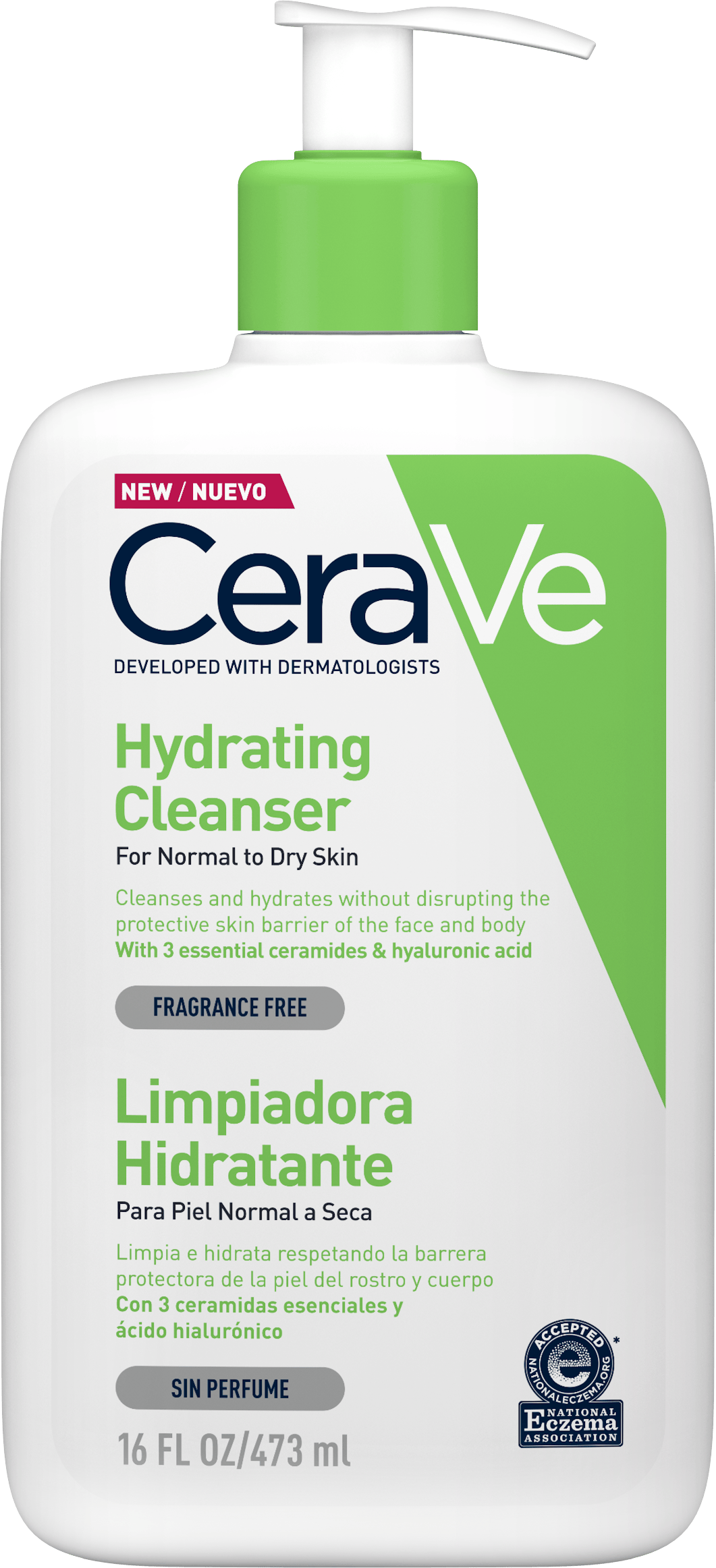 CeraVe Hydrating Cleanser 473ml — Gentle Non-Foaming Face Wash for Normal to Dry Skin