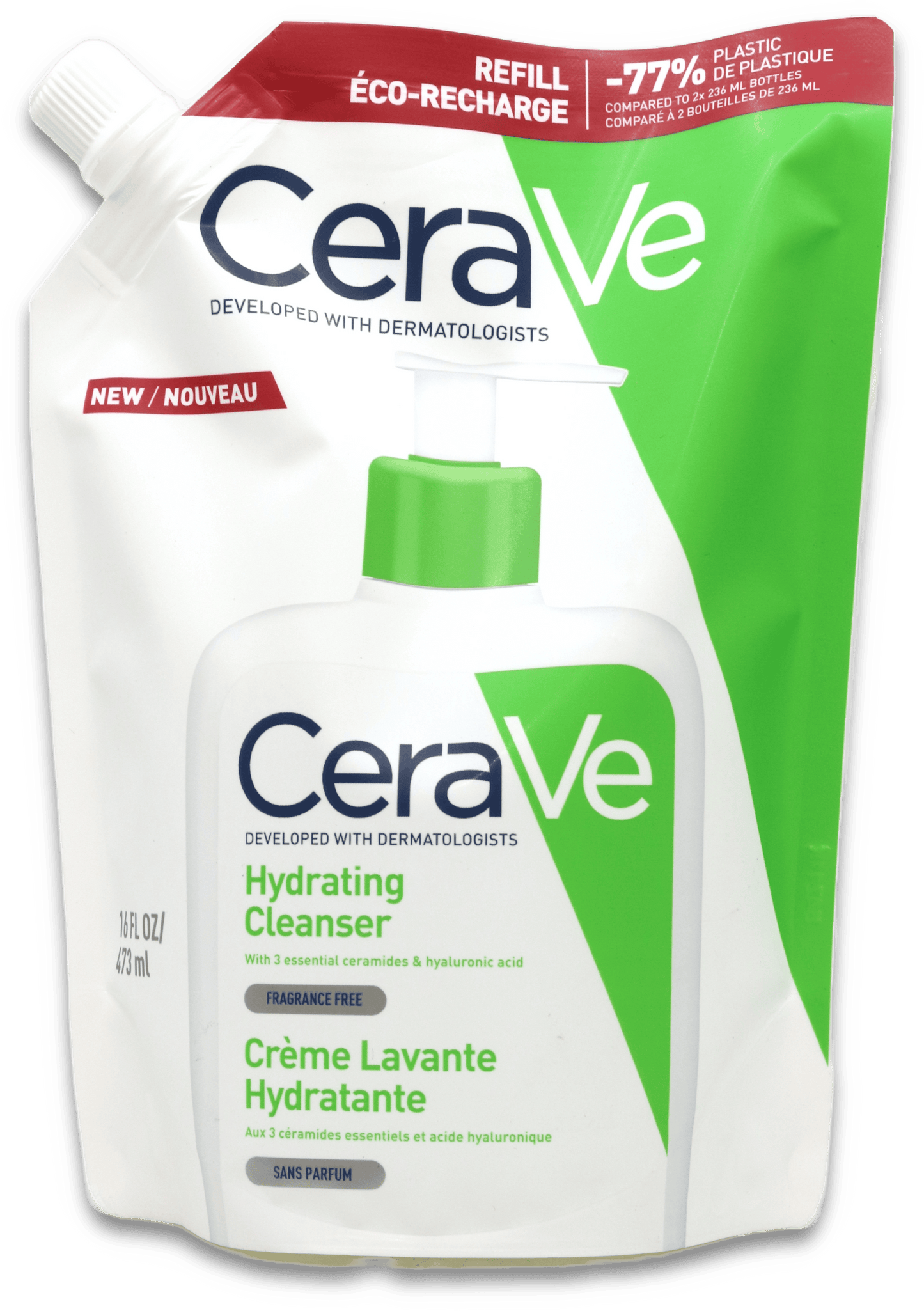 CeraVe Hydrating Cleanser Refill 473ml — Refill Pouch for CeraVe Hydrating Cleanser