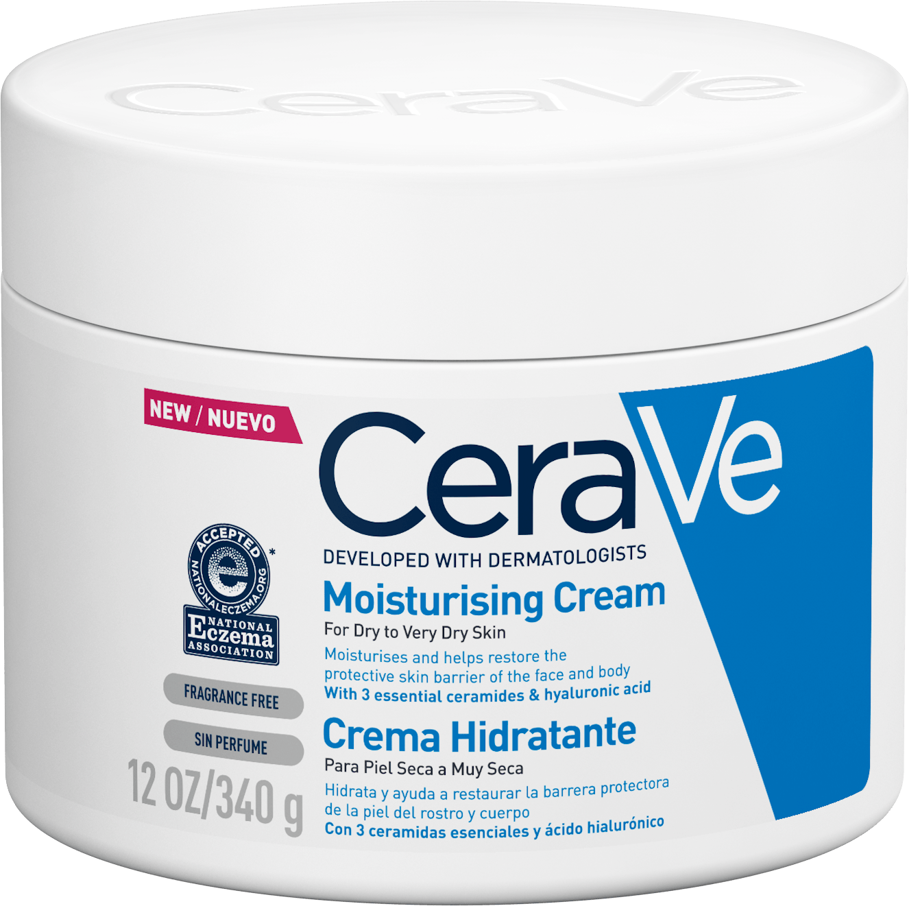 CeraVe Moisturising Cream 340g — Rich Face & Body Cream for Dry to Very Dry Skin